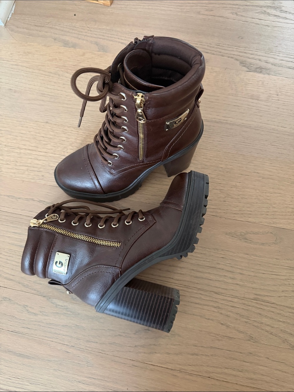 Brown Lace-Up Heeled Boot 6
